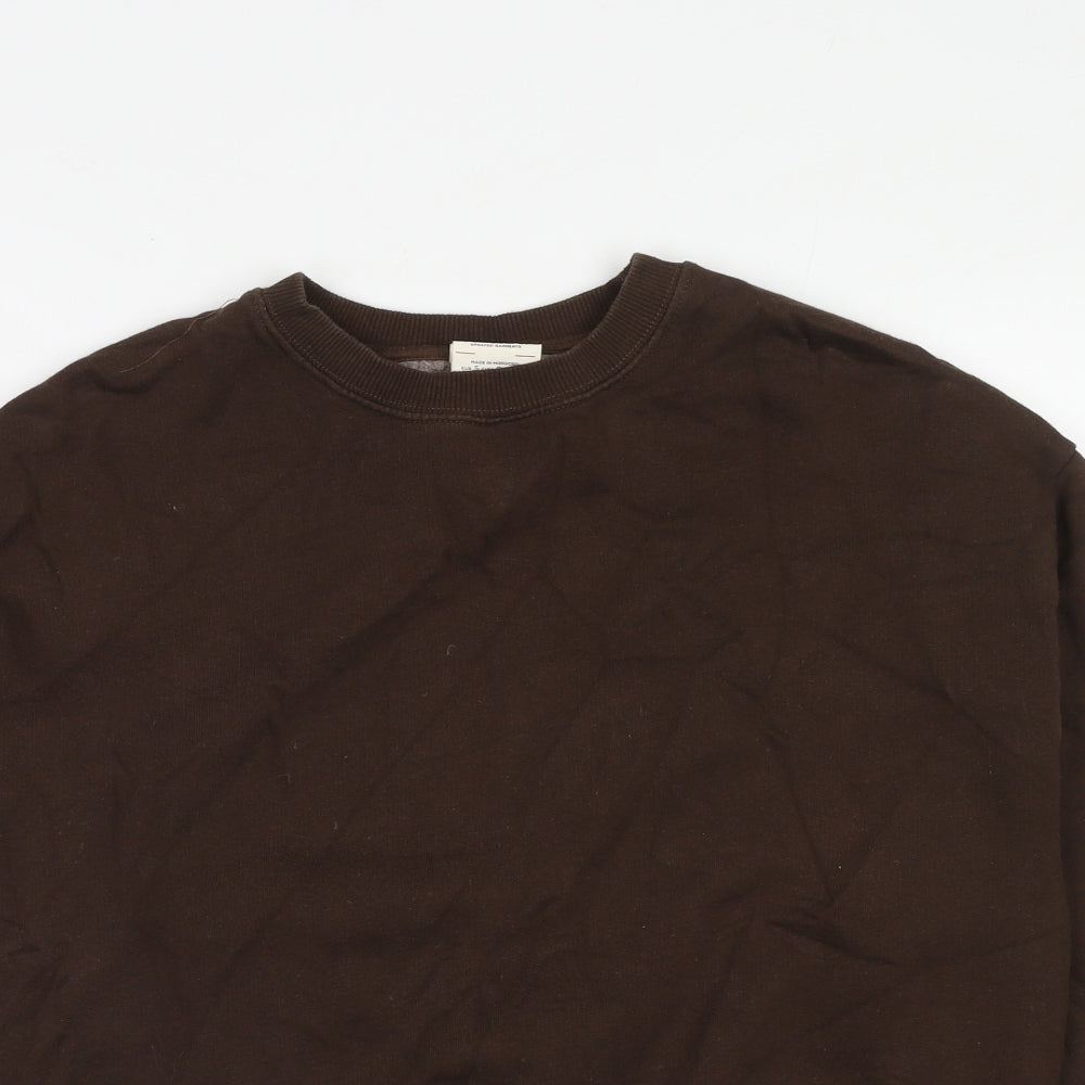 Pull&Bear Womens Brown Cotton Pullover Sweatshirt Size S Pullover