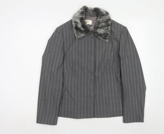 Max Pierre Womens Grey Striped Wool Jacket Suit Jacket Size 14