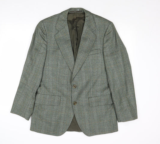 Austin Reed Mens Green Geometric Wool Jacket Suit Jacket Size 40 Regular