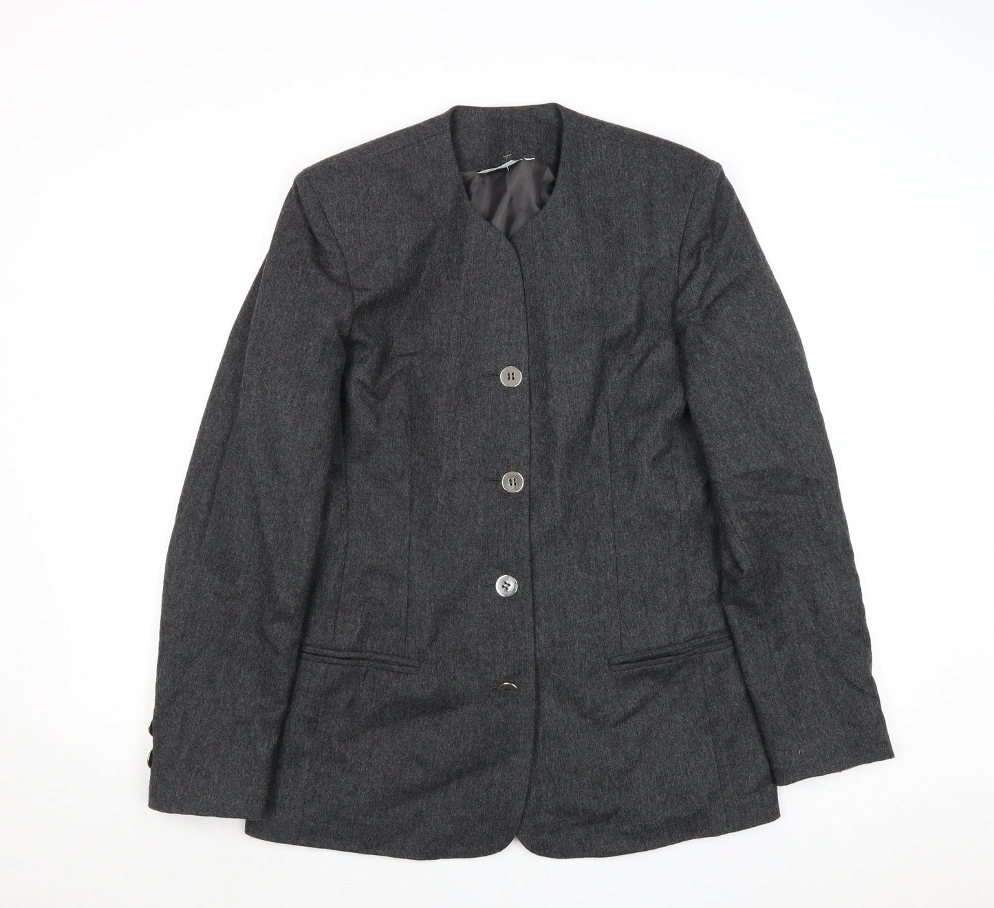 Barry Sherrard Womens Grey Jacket Blazer Size 12 Button