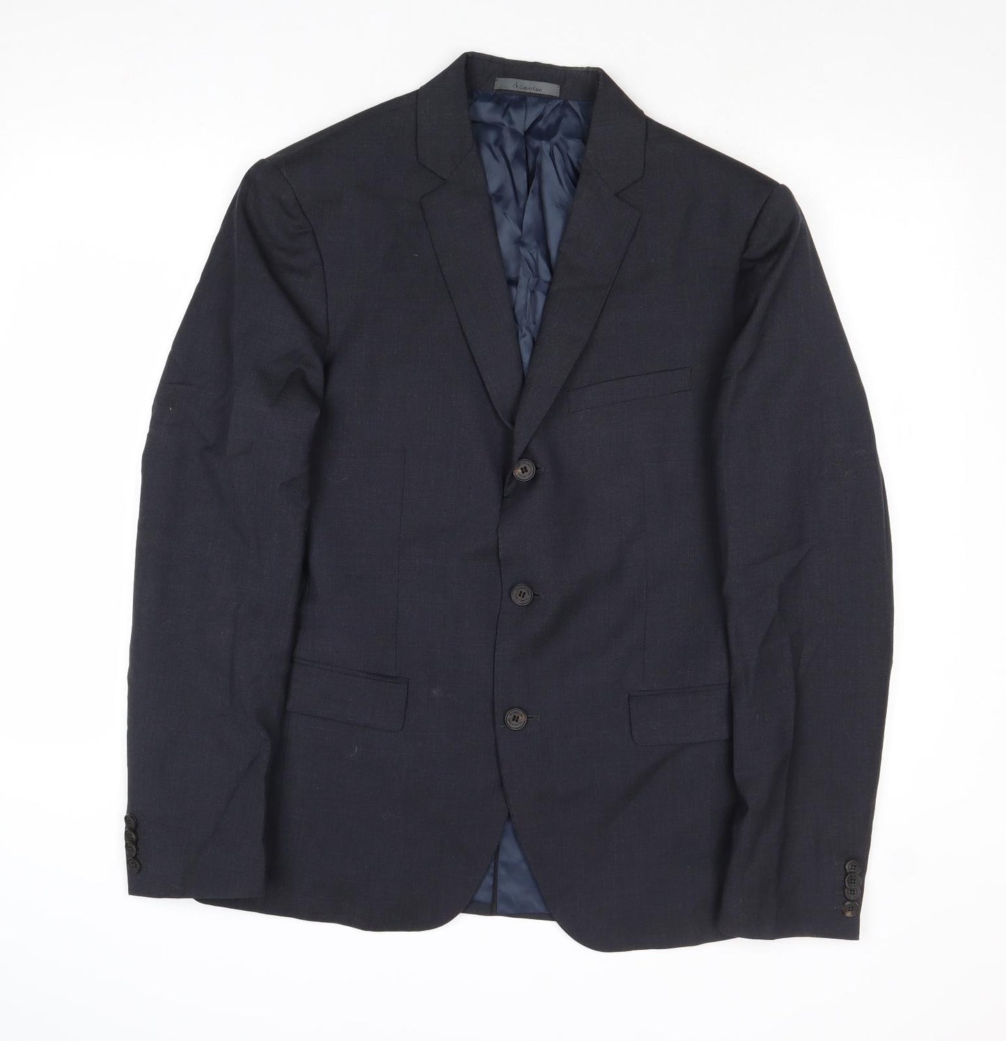 Calvin Klein Mens Blue Wool Jacket Suit Jacket Size 38 Regular