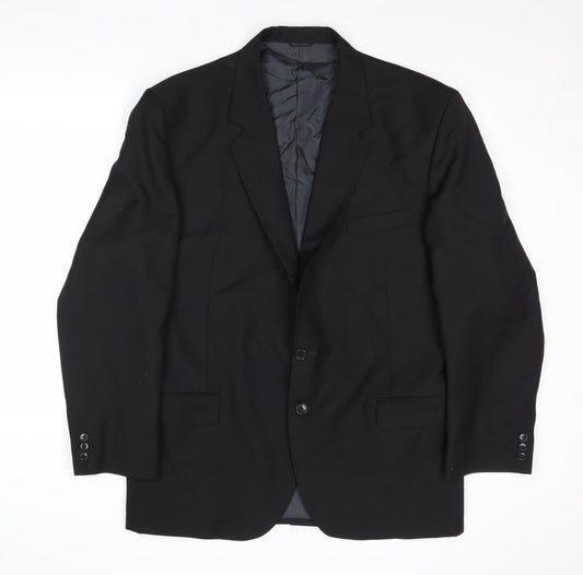 Hunt & Winterbotham Mens Black Polyester Jacket Suit Jacket Size 46 Regular