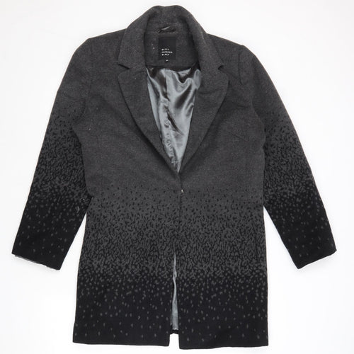 Betty Jackson Womens Grey Geometric Overcoat Coat Size 16 Snap