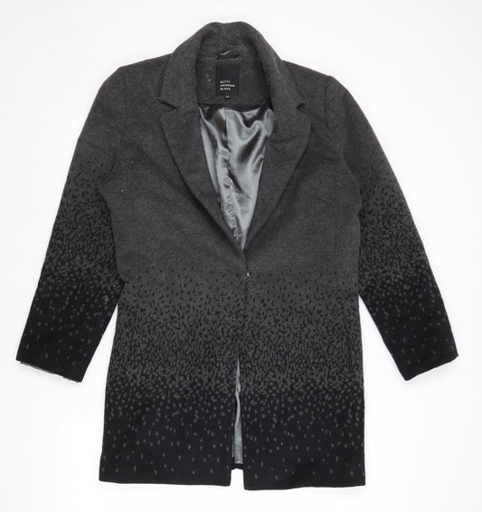 Betty Jackson Womens Grey Geometric Overcoat Coat Size 16 Snap