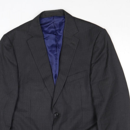 Marks and Spencer Mens Grey Striped Wool Jacket Suit Jacket Size 42 Regular