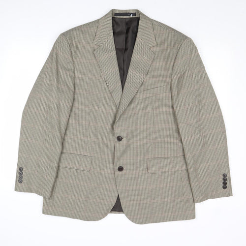 Marks and Spencer Mens Beige Geometric Polyester Jacket Suit Jacket Size 42 Regular
