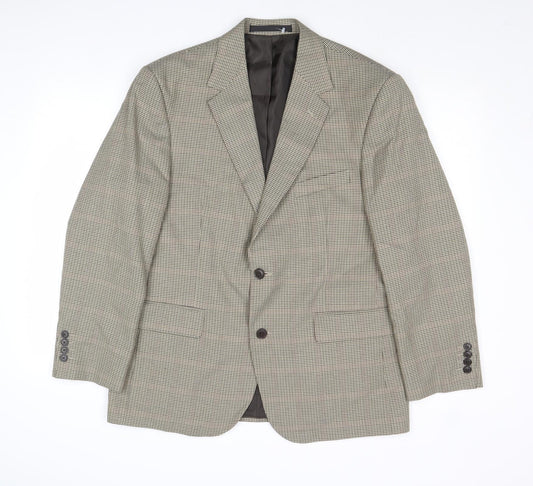 Marks and Spencer Mens Beige Geometric Polyester Jacket Suit Jacket Size 42 Regular
