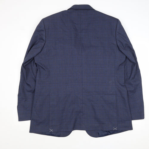 Marks and Spencer Mens Blue Geometric Polyester Jacket Suit Jacket Size 46 Regular