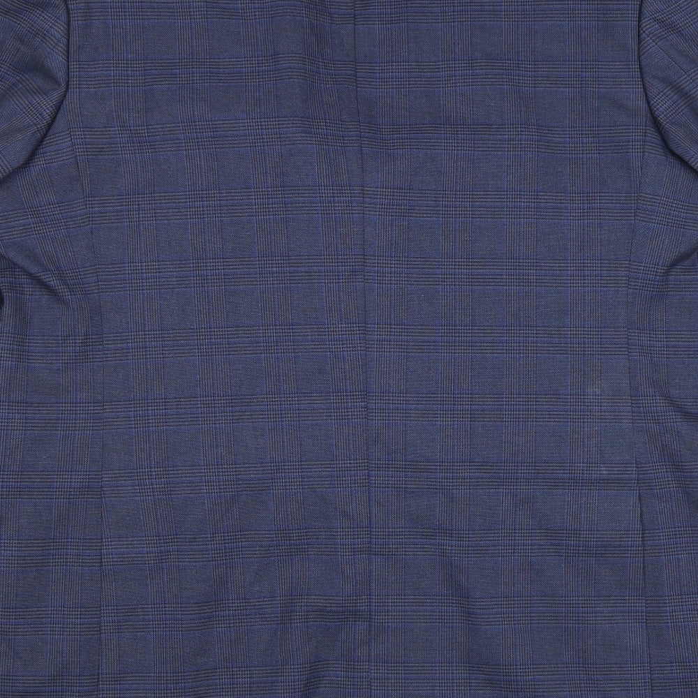 Marks and Spencer Mens Blue Geometric Polyester Jacket Suit Jacket Size 46 Regular