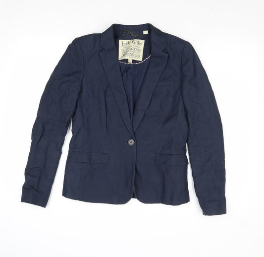 Jack Wills Womens Blue Cotton Jacket Blazer Size 8