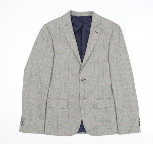 River Island Mens Grey Geometric Wool Jacket Suit Jacket Size S Regular