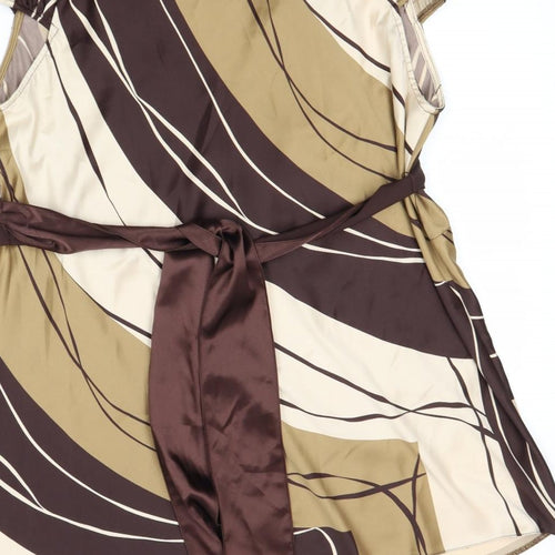 Evans Womens Brown Geometric Polyester Basic Blouse Size 20 V-Neck