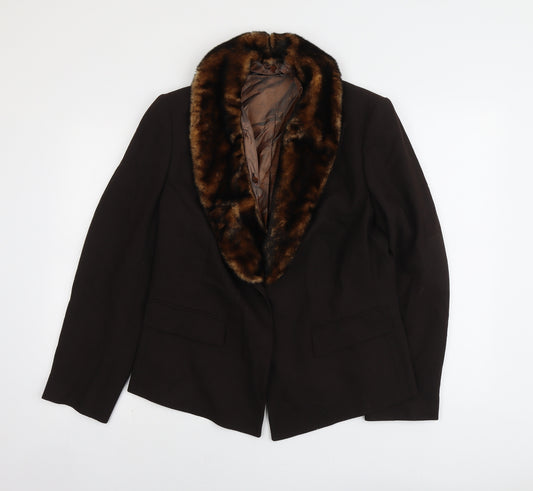 Libra Womens Brown Jacket Blazer Size 14 Button