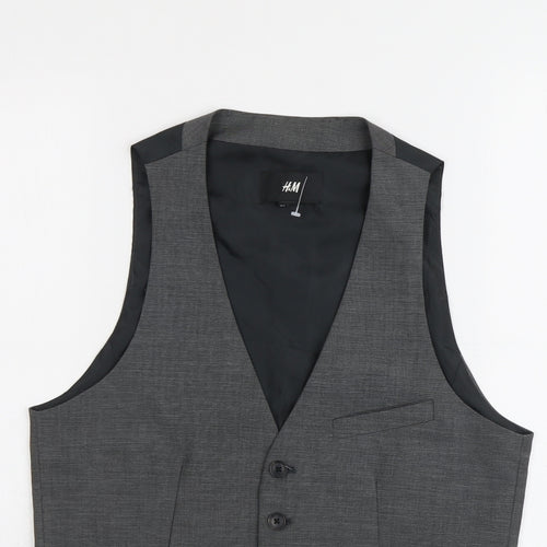 H&M Mens Grey Polyester Jacket Suit Waistcoat Size S Regular