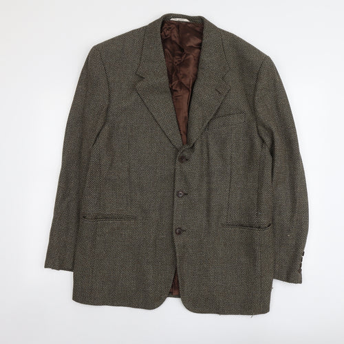 San Remo Mens Brown Geometric Wool Jacket Suit Jacket Size XL Regular