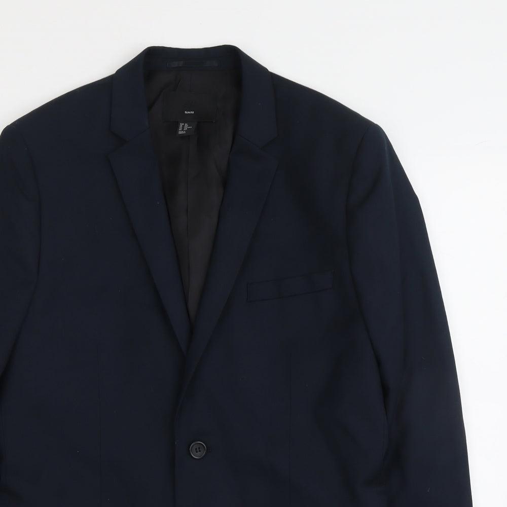 H&M Mens Blue Polyester Jacket Suit Jacket Size M Regular