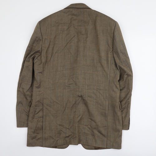 Austin Reed Mens Brown Geometric Wool Jacket Suit Jacket Size L Regular