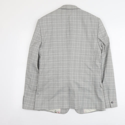 River Island Mens Grey Geometric Polyester Jacket Suit Jacket Size M Regular