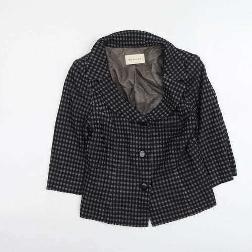 Minuet Womens Black Geometric Polyamide Jacket Blazer Size 8