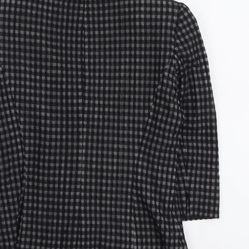 Minuet Womens Black Geometric Polyamide Jacket Blazer Size 8