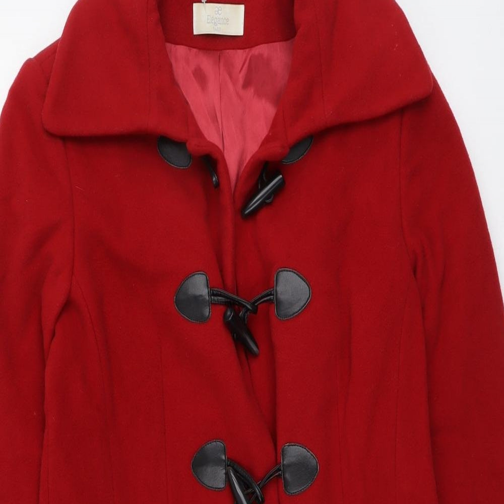Elegance Womens Red Overcoat Coat Size 12 Toggle