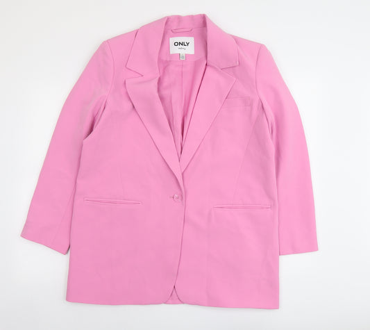 Only Womens Pink Polyester Jacket Suit Jacket Size 12