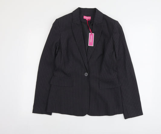The Department Womens Grey Striped Polyester Jacket Suit Jacket Size 8