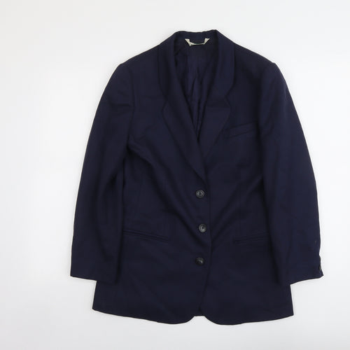 Laura Ashley Womens Blue Wool Jacket Suit Jacket Size 10