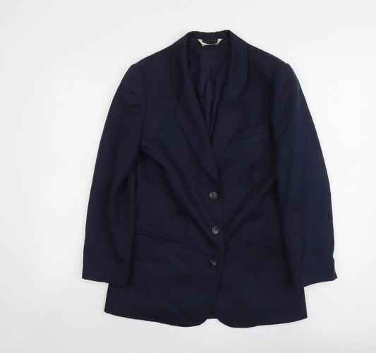 Laura Ashley Womens Blue Wool Jacket Suit Jacket Size 10
