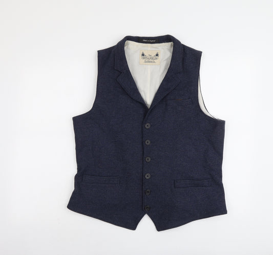 The Spitalfields Clothing Co. Mens Blue Wool Jacket Suit Waistcoat Size XL Regular