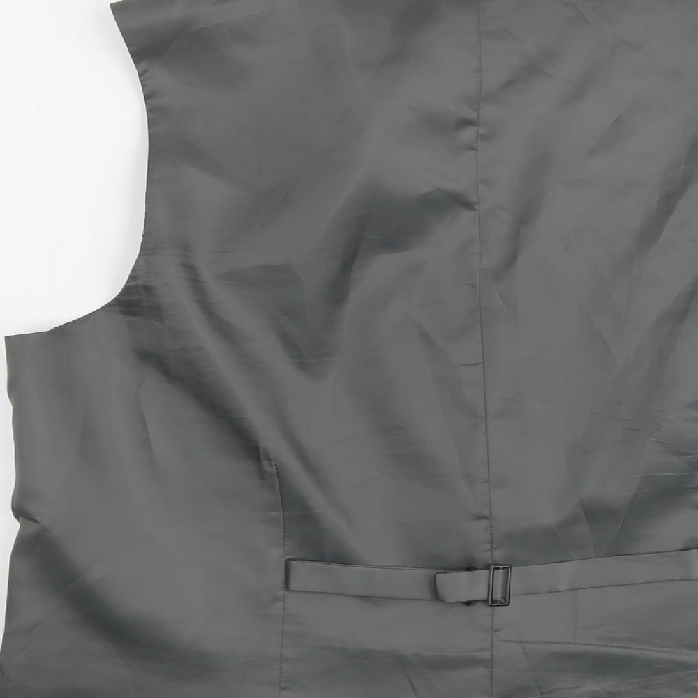 Racing Green Mens Grey Geometric Wool Jacket Suit Waistcoat Size XL Regular