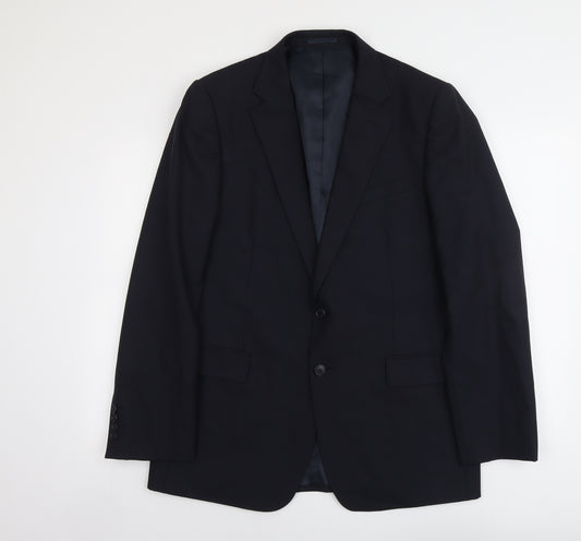 Jaeger Mens Blue Wool Jacket Suit Jacket Size L Regular