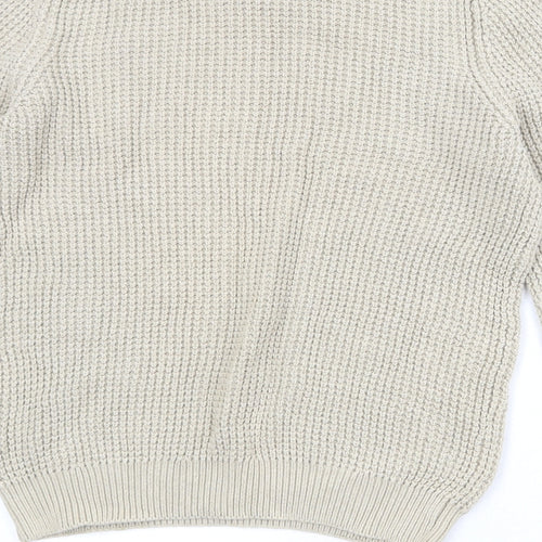Guide London Womens Beige Round Neck 100% Cotton Pullover Jumper Size M