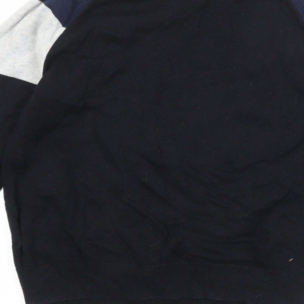 NEXT Boys Black Crew Neck Colourblock 100% Cotton Pullover Jumper Size 10 Years Pullover