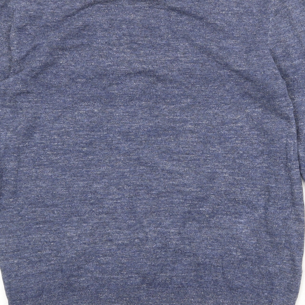 H&M Mens Blue Round Neck Cotton Pullover Jumper Size S Long Sleeve