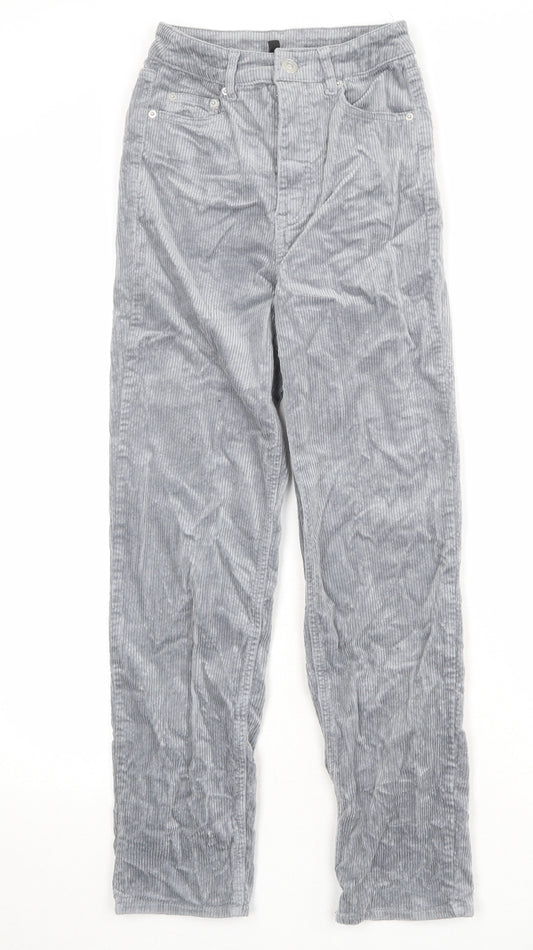 Divided by H&M Womens Grey Cotton Trousers Size S Regular Zip