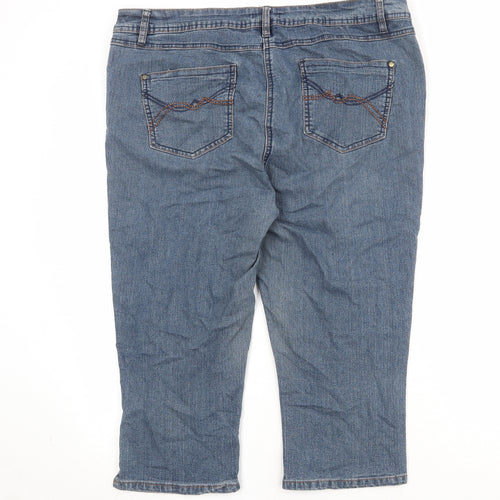 M&Co Womens Blue Cotton Skinny Jeans Size 18 Regular Zip