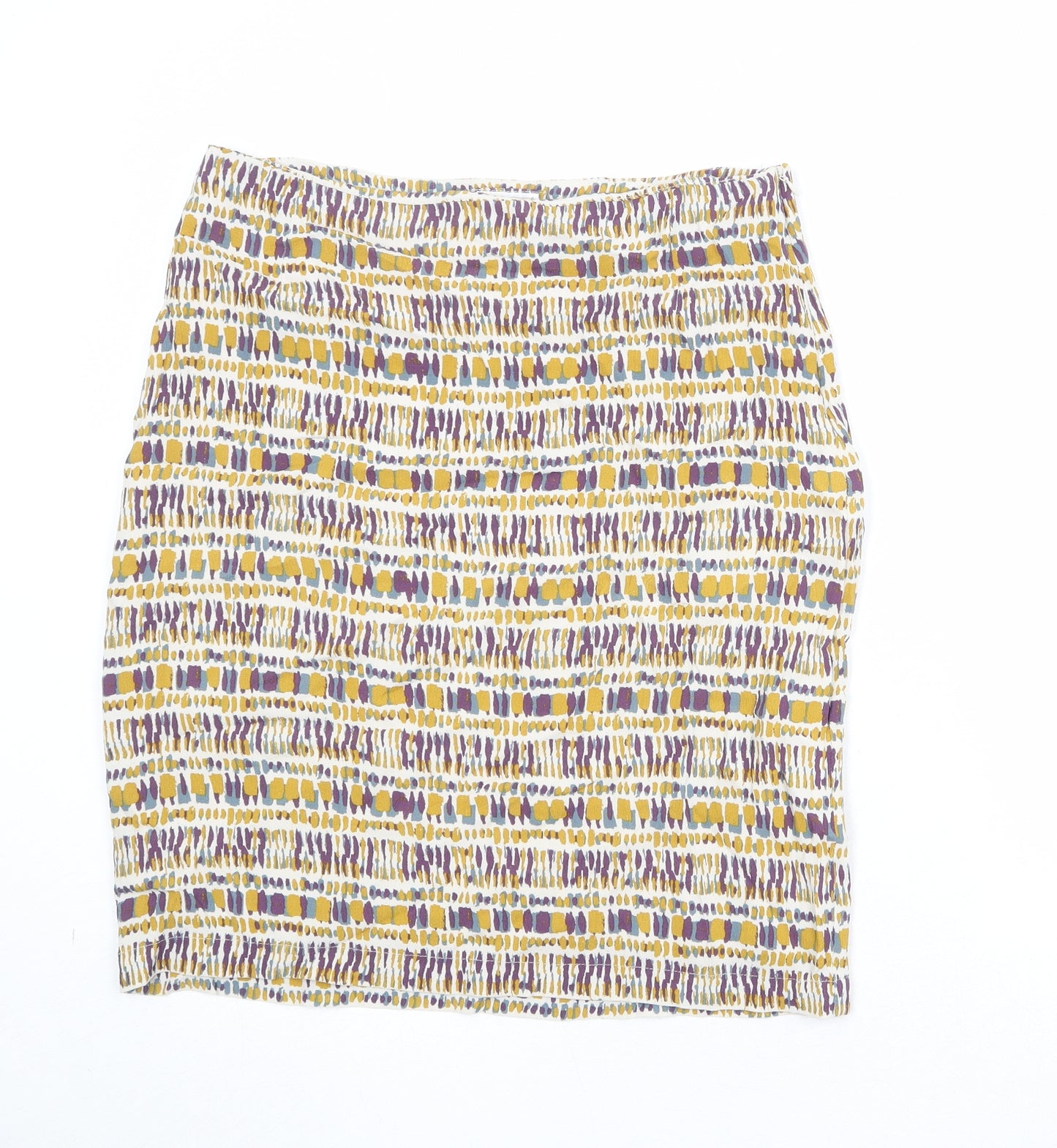 Mistral Womens Multicoloured Geometric Viscose A-Line Skirt Size 12 Zip