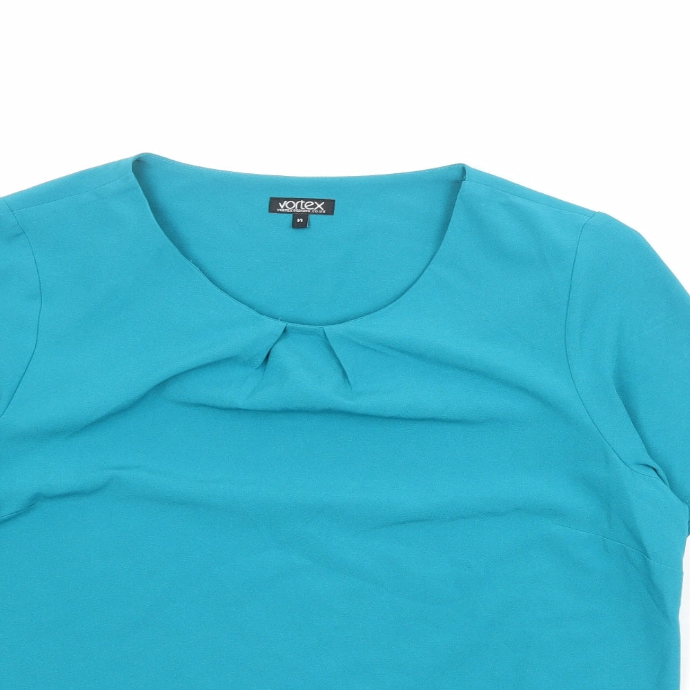 Vortex Womens Blue Polyester Basic T-Shirt Size 14 Round Neck