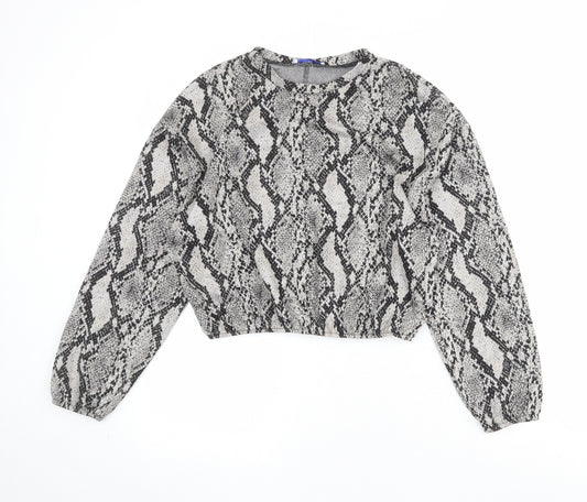 Zara Womens Beige Animal Print Polyester Pullover Sweatshirt Size M Pullover - Snakeskin Pattern