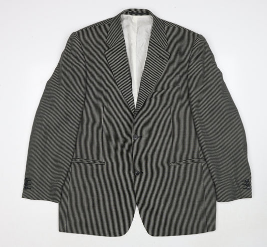 Wellington Mens Black Geometric Polyester Jacket Suit Jacket Size 46 Regular