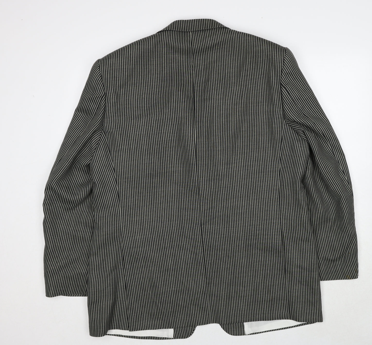 Wellington Mens Black Geometric Polyester Jacket Suit Jacket Size 46 Regular