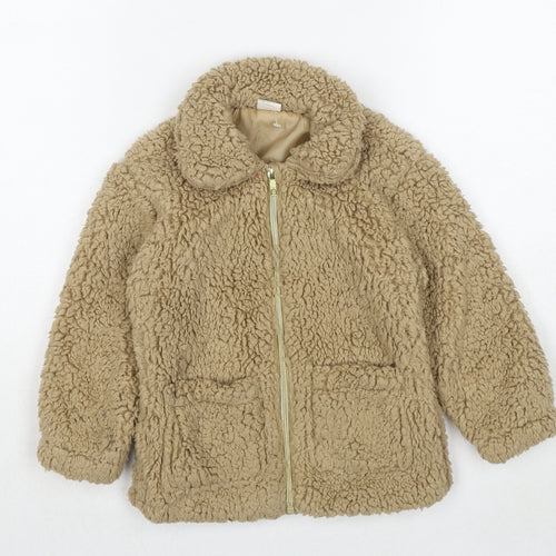H&M Girls Beige Jacket Size 2-3 Years Zip - Sherpa