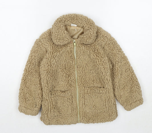 H&M Girls Beige Jacket Size 2-3 Years Zip - Sherpa