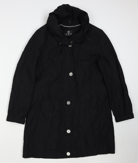 Barbara Lebek Womens Black Overcoat Coat Size 10 Zip