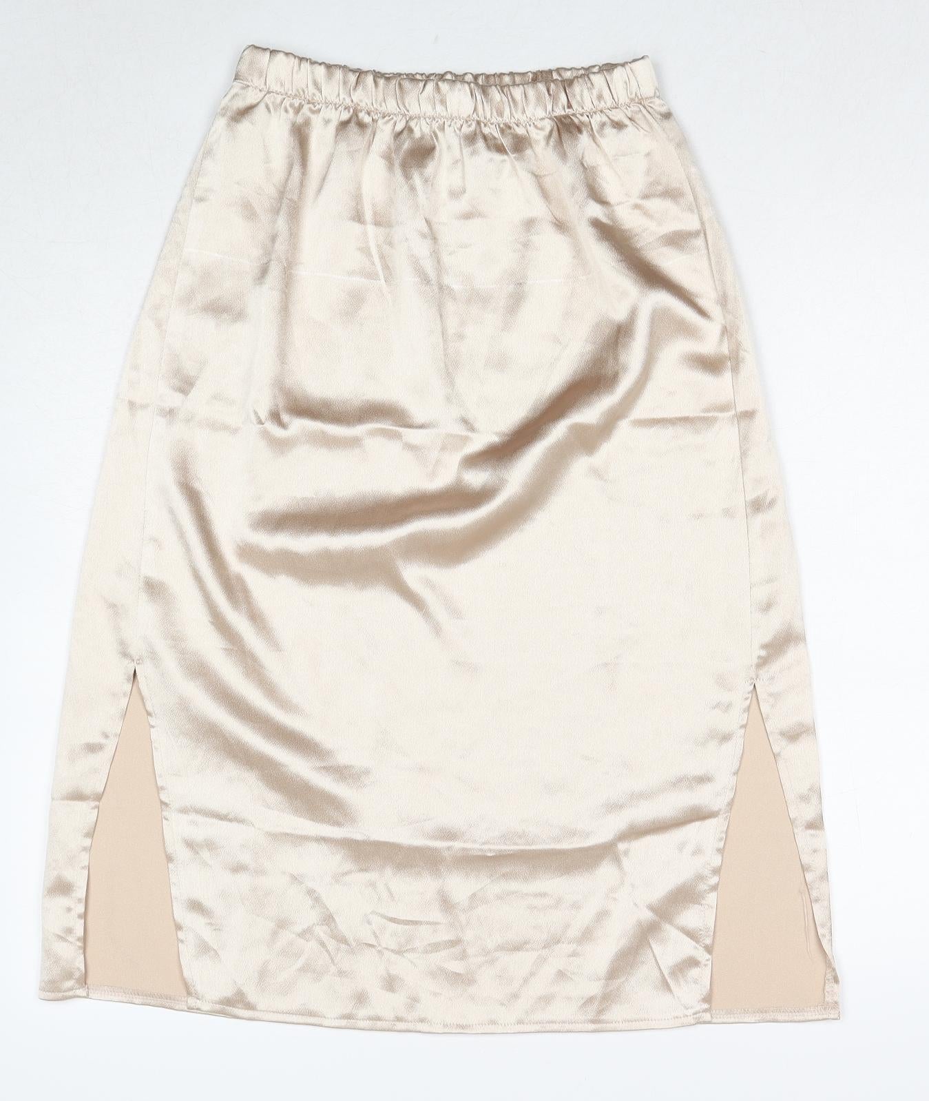 PARISIAN SIGNATURE Womens Gold Polyester A-Line Skirt Size 10
