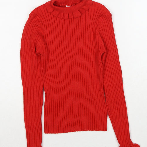 NEXT Girls Red Roll Neck Polyester Pullover Jumper Size 10 Years Pullover