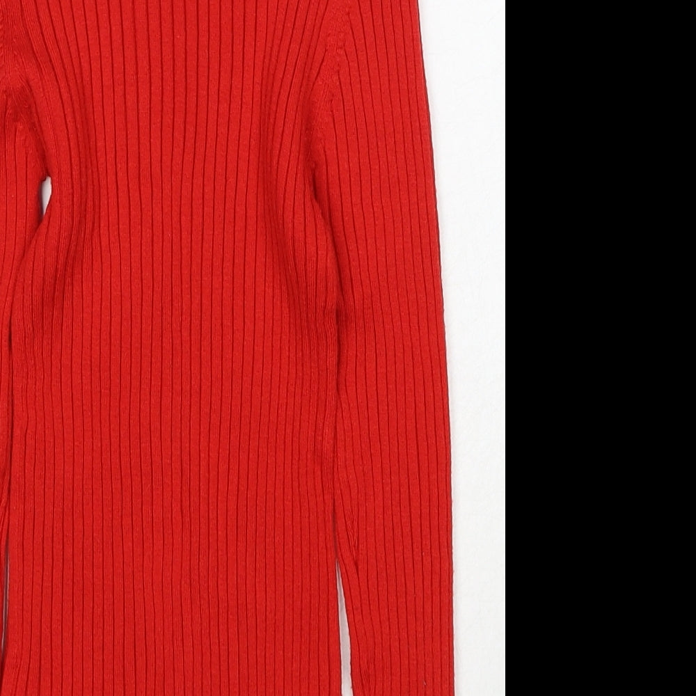 NEXT Girls Red Roll Neck Polyester Pullover Jumper Size 10 Years Pullover