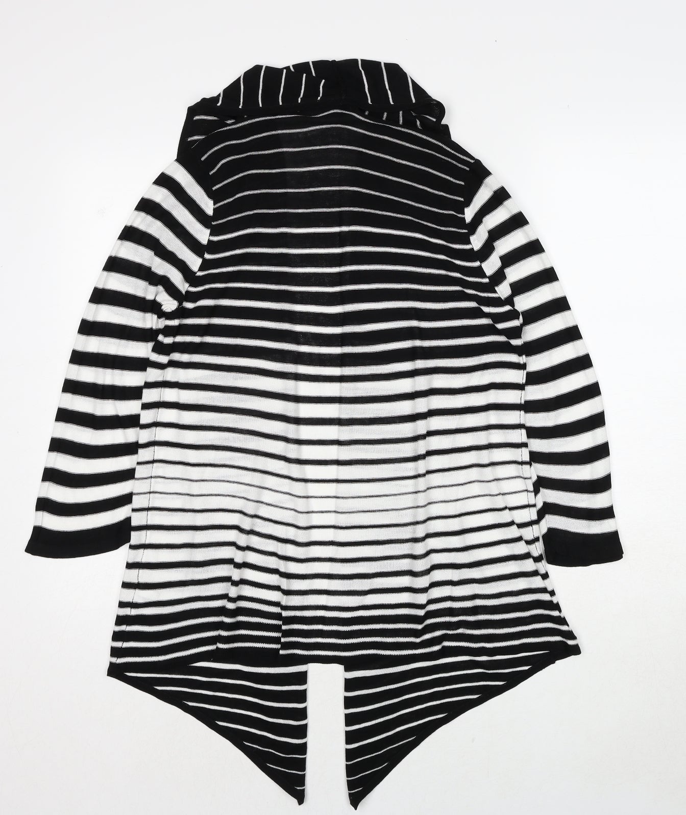 Marks and Spencer Womens Black V-Neck Striped Acrylic Cardigan Jumper Size 14