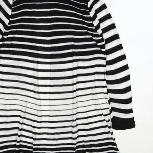 Marks and Spencer Womens Black V-Neck Striped Acrylic Cardigan Jumper Size 14